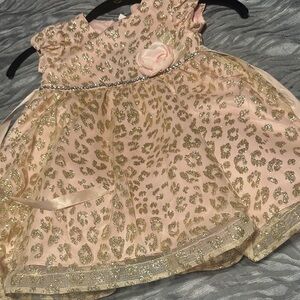 Pink and Gold Leopard Print Dress